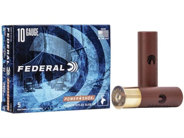 Federal Power-Shok Ammunition 10 Gauge 3-1/2" 1-3/4 oz Rifle Slug Box of 5 For Sale