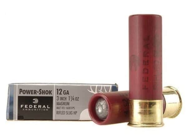 Federal Power-Shok Ammunition 12 Gauge 3" 1-1/4 oz Hollow Point Rifled Slug Box of 5 For Sale