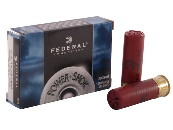 Federal Power-Shok Ammunition 12 Gauge 3" Buffered 00 Buckshot 15 Pellets Box of 5 For Sale