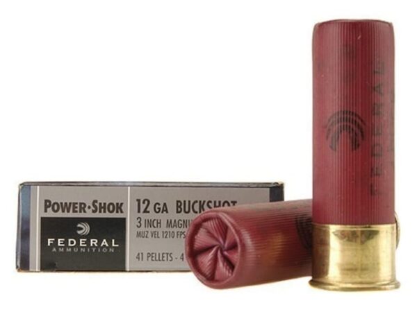 Federal Power-Shok Ammunition 12 Gauge 3" Buffered #4 Buckshot 41 Pellets Box of 5 For Sale