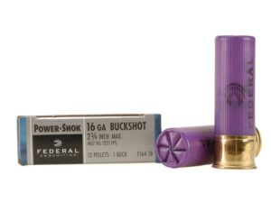Federal Power-Shok Ammunition 16 Gauge 2-3/4" Buffered #1 Buckshot 12 Pellets Box of 5 For Sale