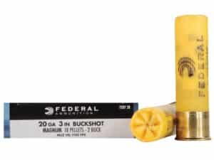 Federal Power-Shok Ammunition 20 Gauge 3" Buffered #2 Buckshot 18 Pellets Box of 5 For Sale