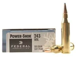 Federal Power-Shok Ammunition 243 Winchester 100 Grain Soft Point Box of 20 For Sale