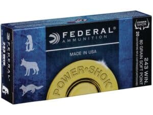 Federal Power-Shok Ammunition 243 Winchester 80 Grain Soft Point Box of 20 For Sale