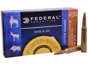 Federal Power-Shok Ammunition 270 Winchester 130 Grain Copper Hollow Point Lead-Free Box of 20 For Sale