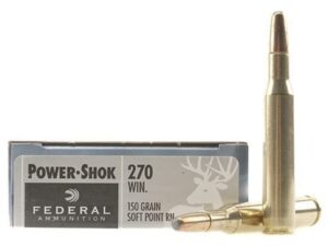 Federal Power-Shok Ammunition 270 Winchester 150 Grain Round Nose Soft Point Box of 20 For Sale