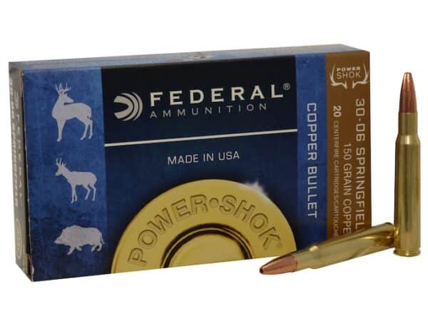 Federal Power-Shok Ammunition 30-06 Springfield 150 Grain Copper Hollow Point Lead-Free Box of 20 For Sale