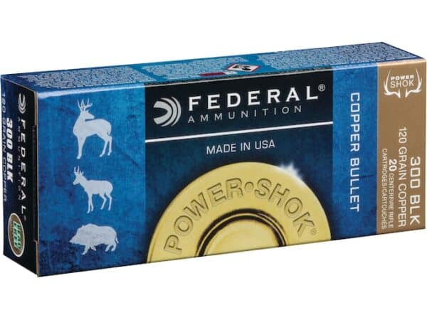 Federal Power-Shok Ammunition 300 AAC Blackout 120 Grain Copper Hollow Point Lead-Free Box of 20 For Sale