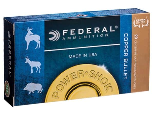 Federal Power-Shok Ammunition 300 Winchester Magnum 180 Grain Copper Hollow Point Lead-Free Box of 20 For Sale