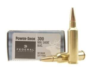 Federal Power-Shok Ammunition 300 Winchester Short Magnum (WSM) 180 Grain Soft Point Box of 20 For Sale