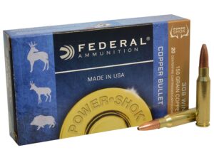 Federal Power-Shok Ammunition 308 Winchester 150 Grain Copper Hollow Point Lead-Free Box of 20 For Sale