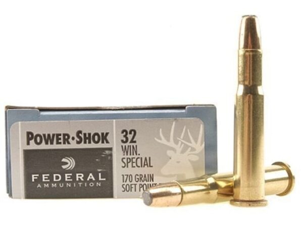 Federal Power-Shok Ammunition 32 Winchester Special 170 Grain Soft Point Flat Nose Box of 20 For Sale