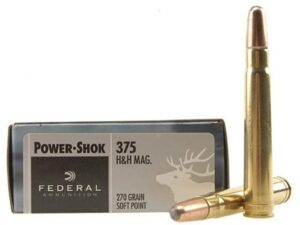 Federal Power-Shok Ammunition 375 H&H Magnum 270 Grain Soft Point Box of 20 For Sale