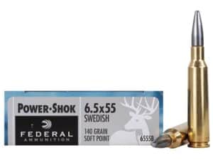Federal Power-Shok Ammunition 6.5x55mm Swedish Mauser 140 Grain Soft Point Moly Box of 20 For Sale