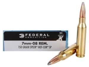 Federal Power-Shok Ammunition 7mm-08 Remington 150 Grain Speer Hot-Cor Soft Point Box of 20 For Sale