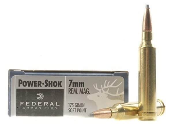 Federal Power-Shok Ammunition 7mm Remington Magnum 175 Grain Soft Point Box of 20 For Sale