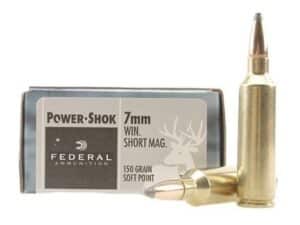 Federal Power-Shok Ammunition 7mm Winchester Short Magnum (WSM) 150 Grain Soft Point Box of 20 For Sale