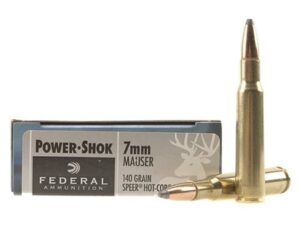 Federal Power-Shok Ammunition 7x57mm Mauser (7mm Mauser) 140 Grain Speer Hot-Cor Soft Point Box of 20 For Sale