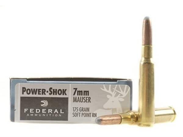 Federal Power-Shok Ammunition 7x57mm Mauser (7mm Mauser) 175 Grain Round Nose Soft Point Box of 20 For Sale