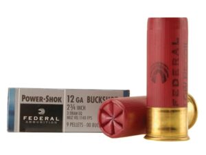 Federal Power-Shok Low Recoil Ammunition 12 Gauge 2-3/4" Buffered 00 Buckshot 9 Pellets Box of 5 For Sale