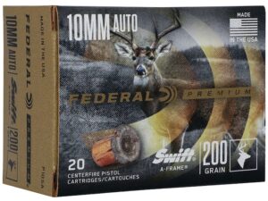 Federal Premium Ammunition 10mm Auto 200 Grain Swift A-Frame Jacketed Hollow Point Box of 20 For Sale