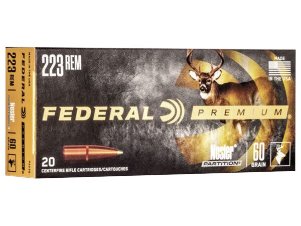 500 Rounds of Federal Premium Ammunition 223 Remington 60 Grain Nosler Partition Box of 20 For Sale