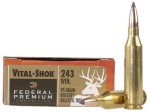 500 Rounds of Federal Premium Ammunition 243 Winchester 95 Grain Nosler Ballistic Tip Box of 20 For Sale