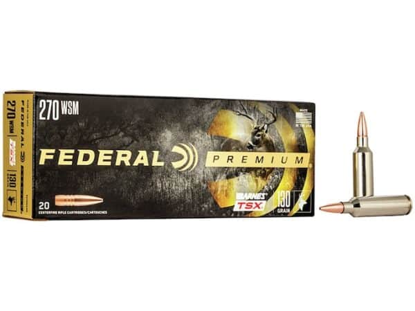 Federal Premium Ammunition 270 Winchester Short Magnum (WSM) 130 Grain Barnes TSX Hollow Point Lead Free Box of 20 For Sale