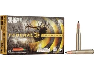 500 Rounds of Federal Premium Ammunition 30-06 Springfield 165 Grain Trophy Copper Tipped Boat Tail Lead-Free Box of 20 For Sale