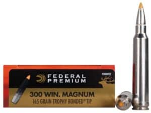 500 Rounds of Federal Premium Ammunition 300 Winchester Magnum 165 Grain Trophy Bonded Tip Box of 20 For Sale