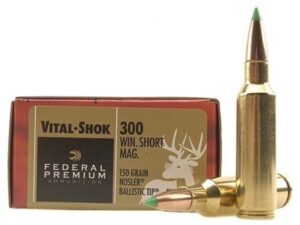 500 Rounds of Federal Premium Ammunition 300 Winchester Short Magnum (WSM) 150 Grain Nosler Ballistic Tip Box of 20 For Sale