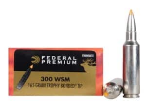 500 Rounds of Federal Premium Ammunition 300 Winchester Short Magnum (WSM) 165 Grain Trophy Bonded Tip Box of 20 For Sale