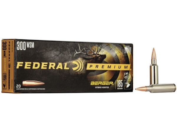 Federal Premium Ammunition 300 Winchester Short Magnum (WSM) 185 Grain Berger Hybrid Hunter Box of 20 For Sale