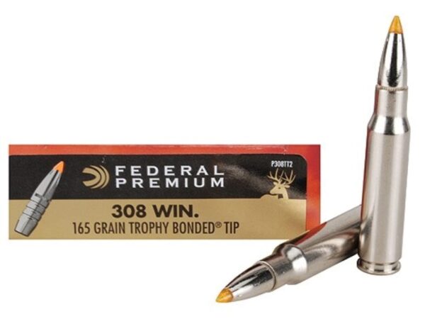 500 Rounds of Federal Premium Ammunition 308 Winchester 165 Grain Trophy Bonded Tip Box of 20 For Sale