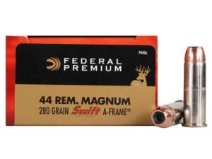 500 Rounds of Federal Premium Ammunition 44 Remington Magnum 280 Grain Swift A-Frame Jacketed Hollow Point Box of 20 For Sale