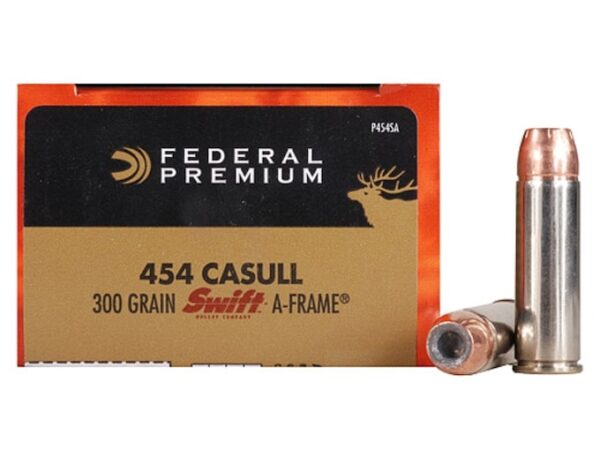 Federal Premium Ammunition 454 Casull 300 Grain Swift A-Frame Jacketed Hollow Point Box of 20 For Sale
