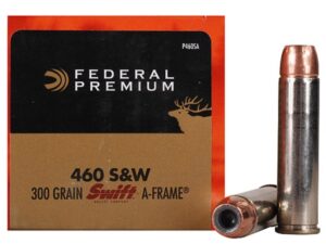 500 Rounds of Federal Premium Ammunition 460 S&W Magnum 300 Grain Swift A-Frame Jacketed Hollow Point Box of 20 For Sale