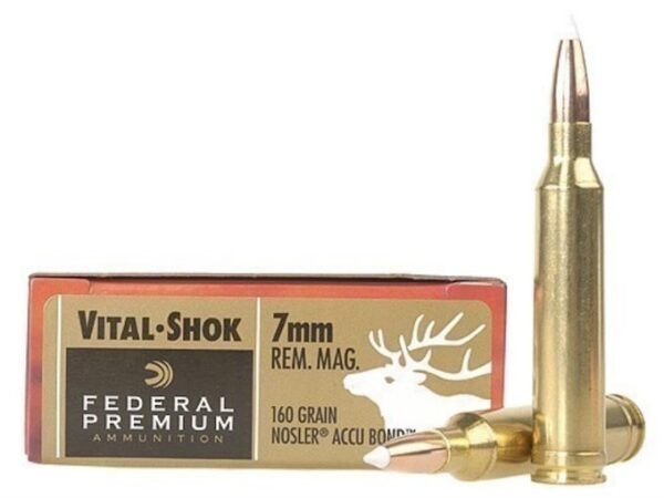 Federal Premium Ammunition 7mm Remington Magnum 160 Grain Nosler AccuBond Box of 20 For Sale