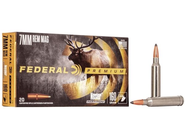 Federal Premium Ammunition 7mm Remington Magnum 160 Grain Nosler Partition Box of 20 For Sale