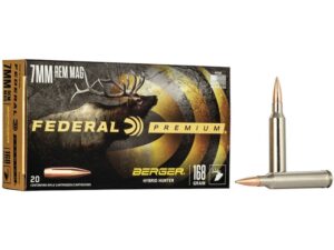 Federal Premium Ammunition 7mm Remington Magnum 168 Grain Berger Hybrid Hunter Box of 20 For Sale