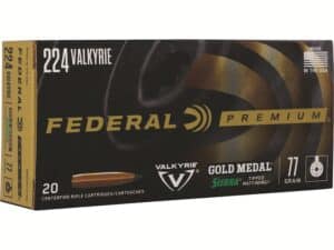 Federal Premium Gold Medal Ammunition 224 Valkyrie 77 Grain Sierra MatchKing Hollow Point Boat Tail For Sale