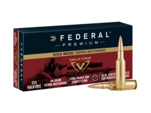 Federal Premium Gold Medal Ammunition 224 Valkyrie 90 Grain Sierra MatchKing Hollow Point Boat Tail For Sale