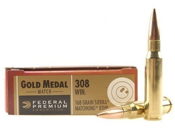 500 Rounds of Federal Premium Gold Medal Ammunition 308 Winchester 168 Grain Sierra MatchKing Hollow Point Boat Tail For Sale