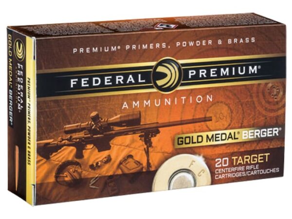 Federal Premium Gold Medal Berger Ammunition 308 Winchester 185 Grain Berger Juggernaut Open Tip Match Box of 20 For Sale