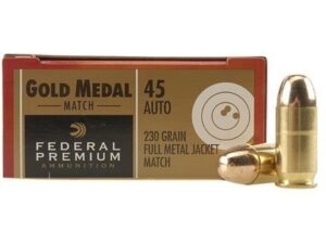 Federal Premium Gold Medal Match Ammunition 45 ACP 230 Grain Full Metal Jacket Box of 50 For Sale
