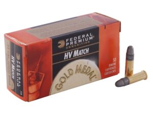 Federal Premium Gold Medal Target Ammunition 22 Long Rifle High Velocity 40 Grain Lead Round Nose For Sale