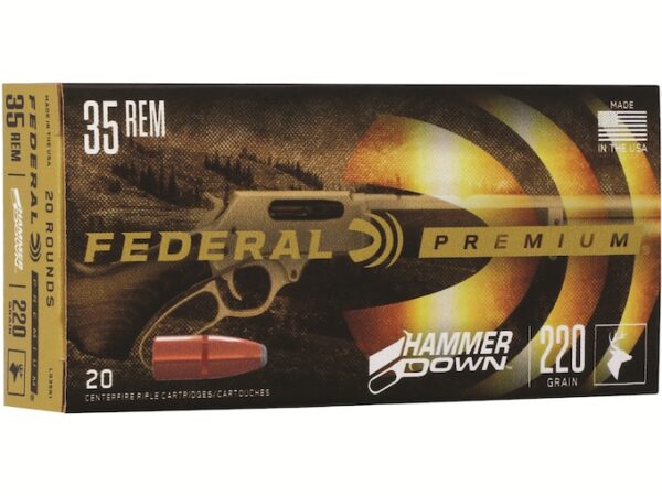 Federal Premium HammerDown Ammunition 35 Remington 220 Grain Bonded Jacketed Hollow Point Box of 20 For Sale