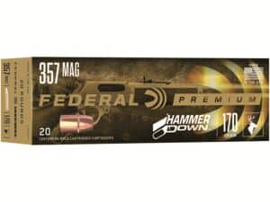 500 Rounds of Federal Premium HammerDown Ammunition 357 Magnum 170 Grain Bonded Soft Point Box of 20 For Sale