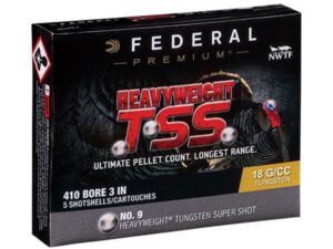 Federal Premium Heavyweight TSS Turkey Ammunition 410 Bore 3" 13/16 oz #9 Non-Toxic Tungsten Super Shot Box of 5 For Sale