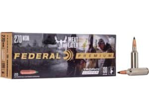 500 Rounds of Federal Premium Meat Eater Ammunition 270 Winchester Short Magnum (WSM) 130 Grain Trophy Copper Tipped Boat Tail Lead-Free Box of 20 For Sale
